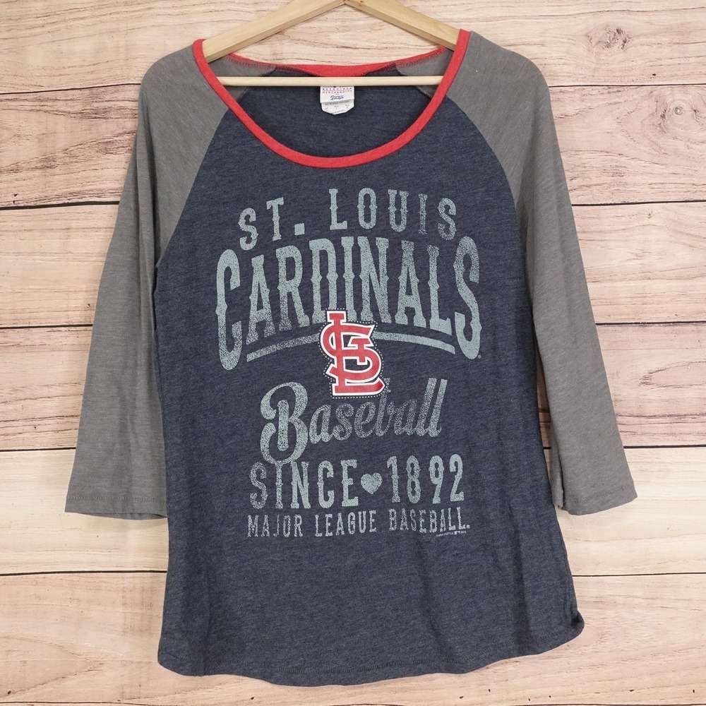 St. Louis Cardinals Shirt Womens L Blue MLB Baseball Genuine Merchandise Raglan
